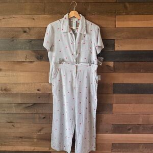 SAG Harbor Sport Embroidered Star Stripe Matching Set Cotton Button Front